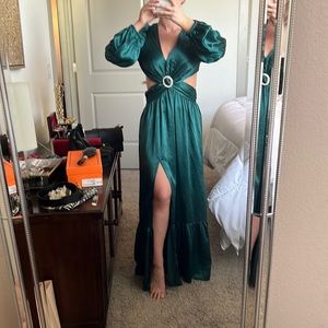 Rahi emerald green maxi with slit in leg